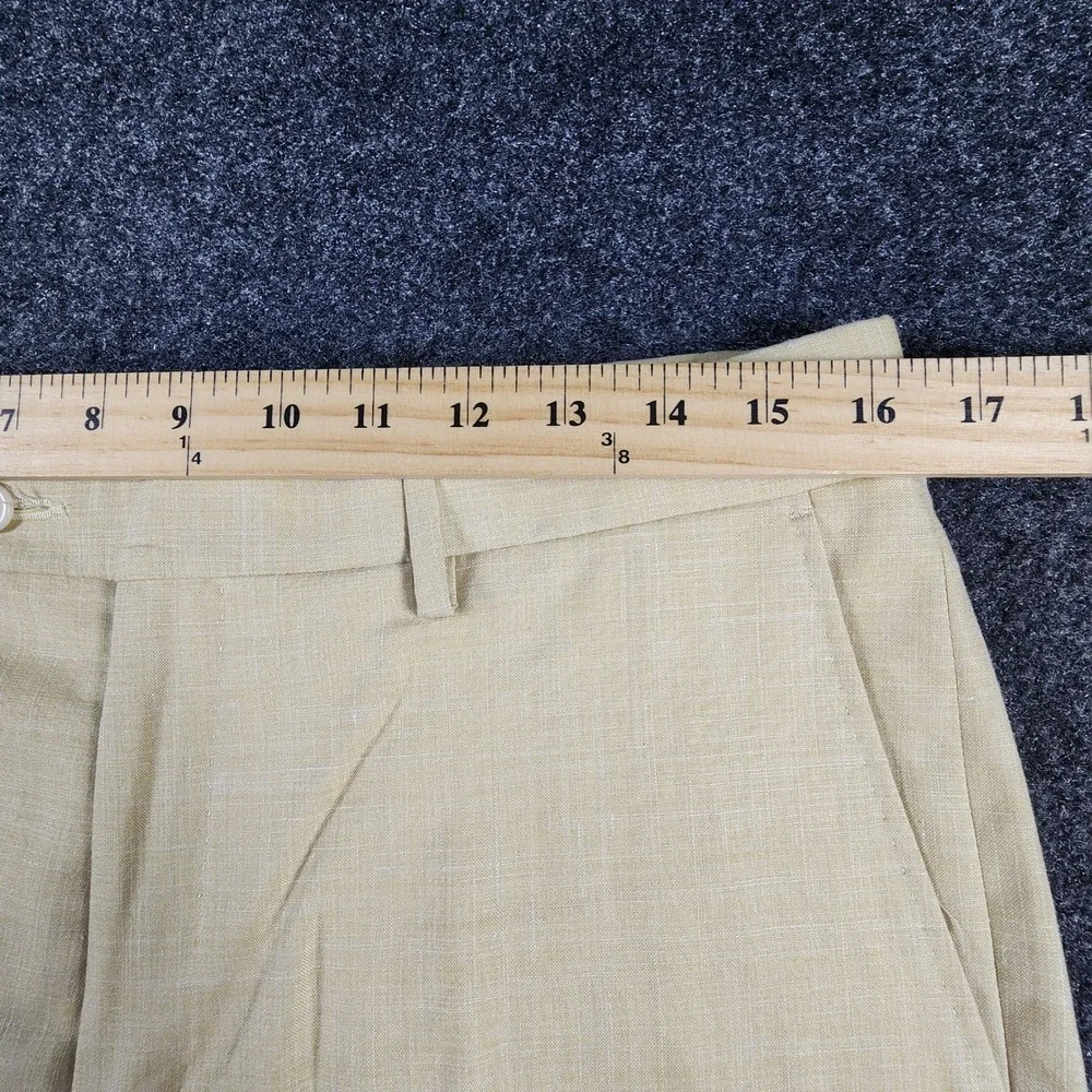 6 East Botto Giuseppe Wool Silk Linen Dress Pants Mens 33 Yellow Made in Canada